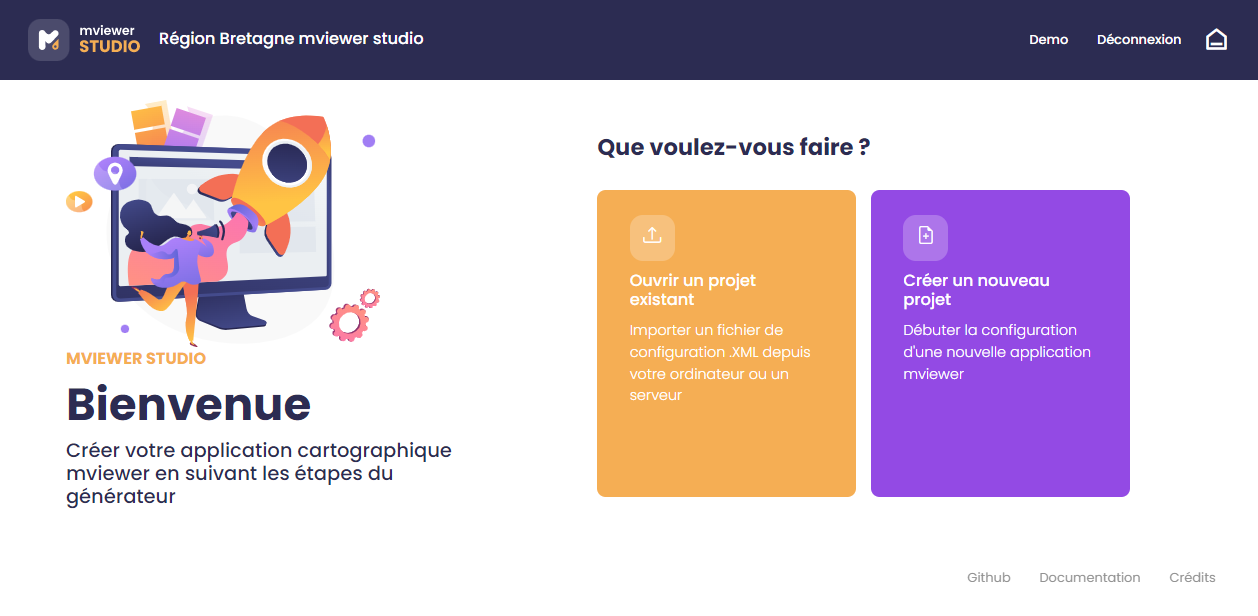 Interface utilisateur mviewerstudio