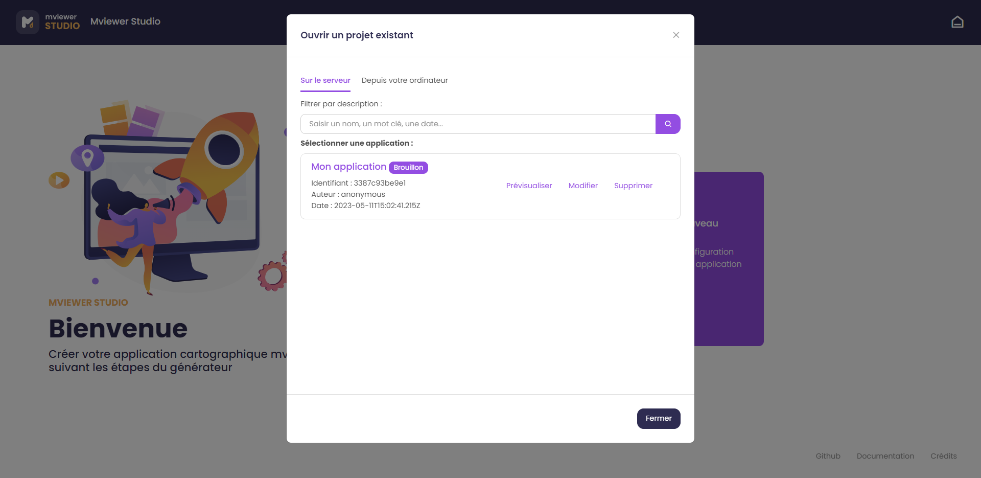 Projet existant serveur
