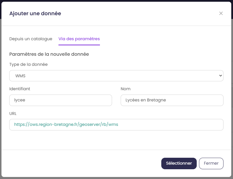 Ajouter une donnée depuis des paramètres