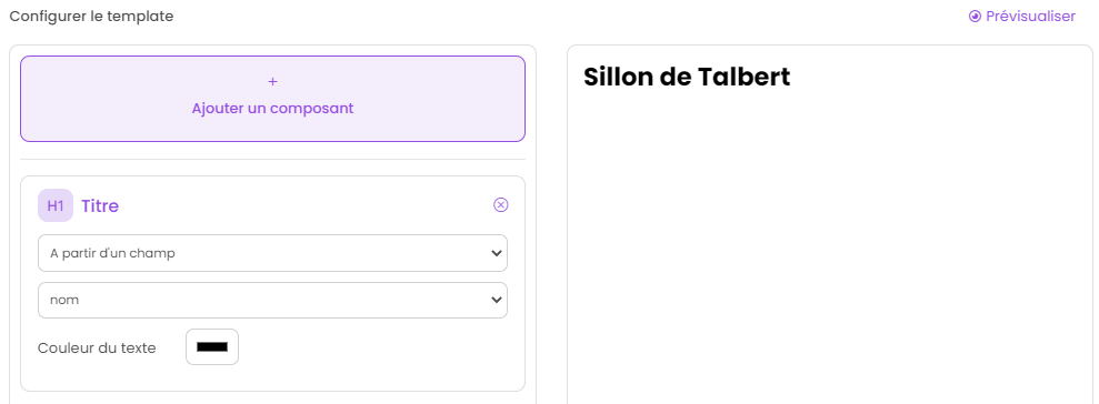 Configurer un template - Valeur selon un champs