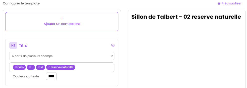 Configurer un template - Valeur selon plusieurs champs