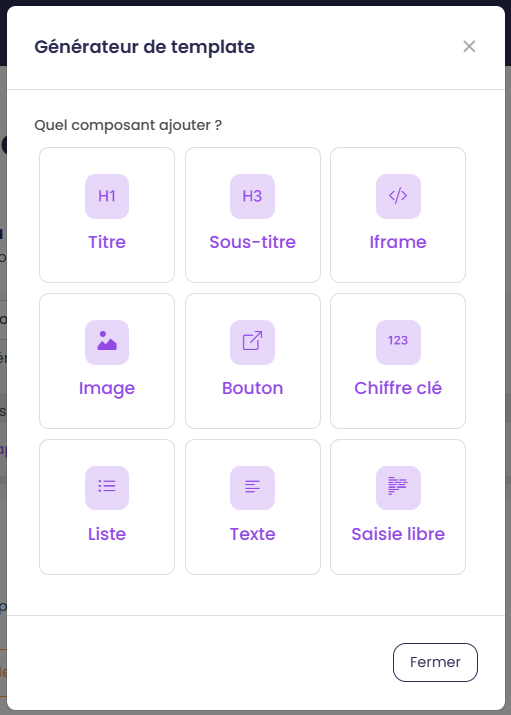 Liste des composants du générateur
